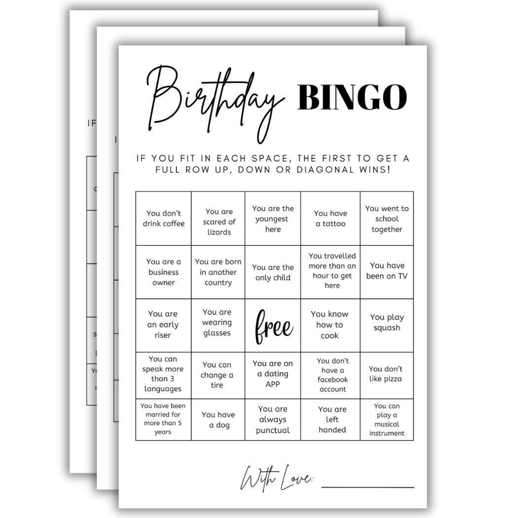 Birthday Bingo Cards - The Decor Cycle