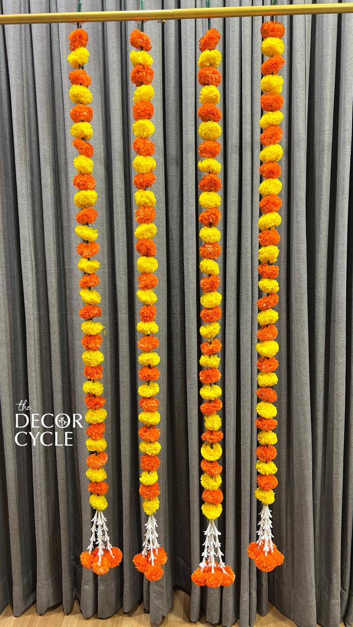 Marigold Garlands Orange and Yellow - The Decor Cycle