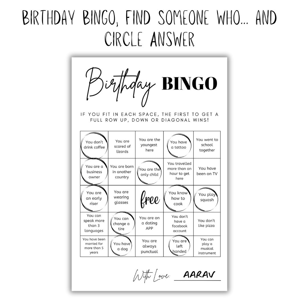 Birthday Bingo Cards - The Decor Cycle