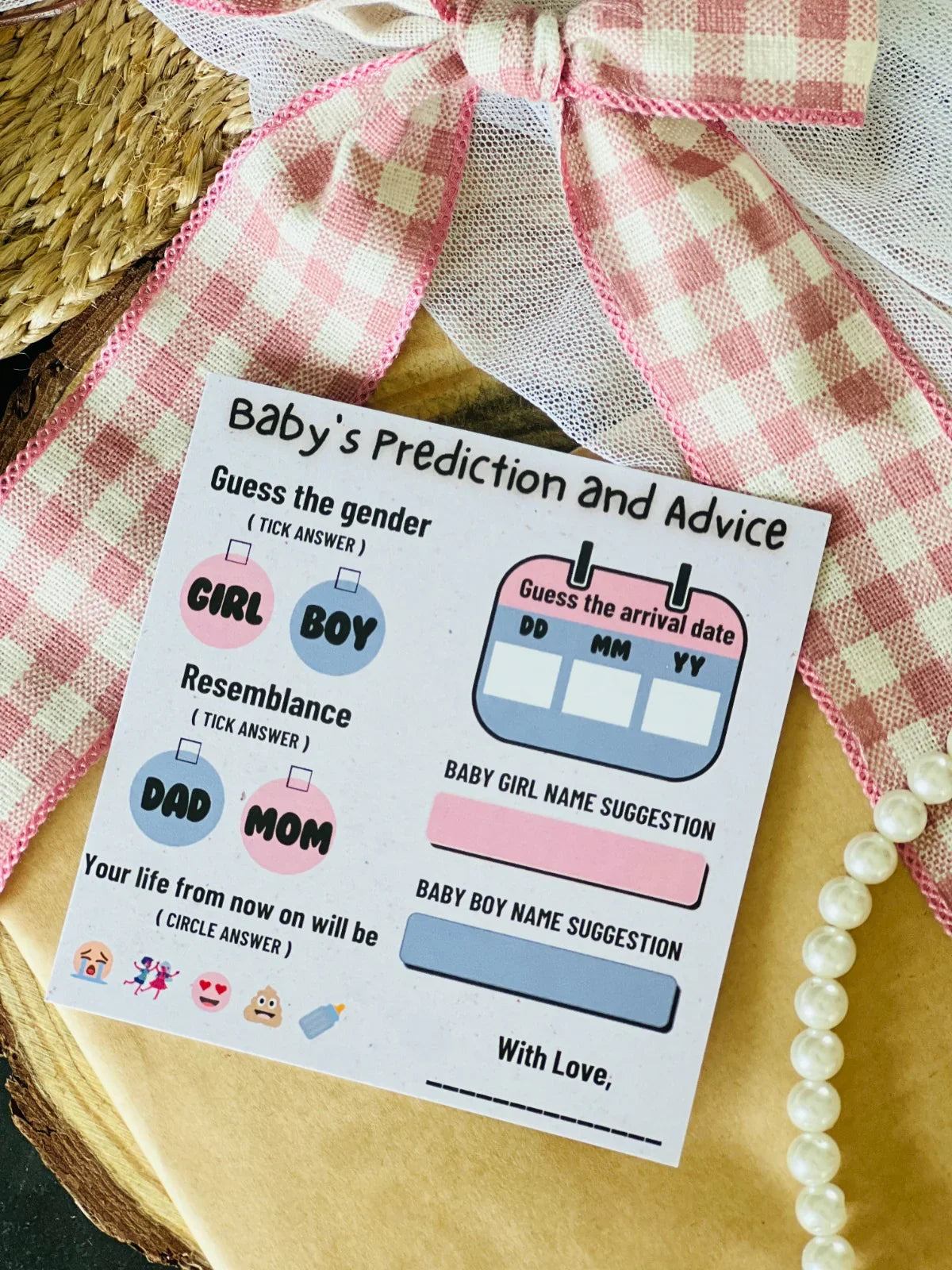 Baby Prediction, advice and Name Suggestion Cards - The Decor Cycle
