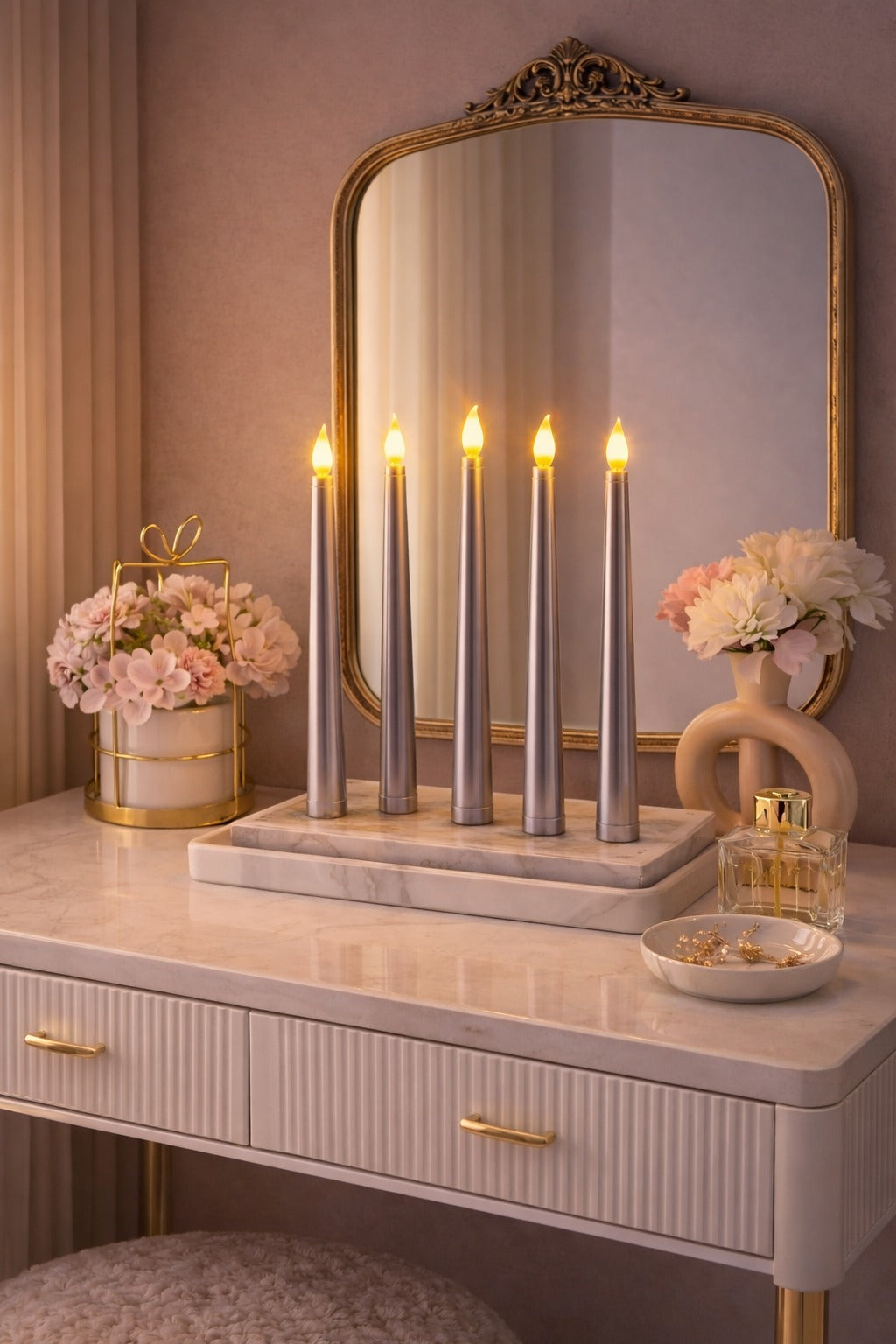 Silver Tapered Candles