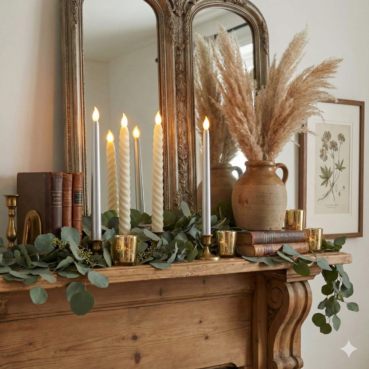 Silver and Spiral Candles Combo