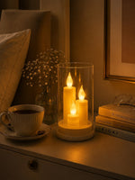 3 in 1 Flame LED Candle with Glass Cover