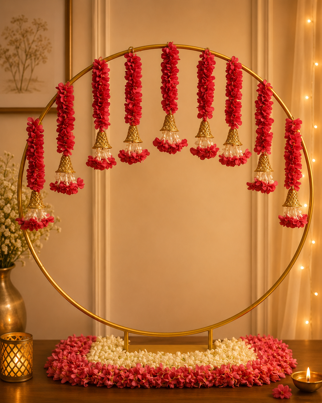 Pink Tassels Circle Decor Set