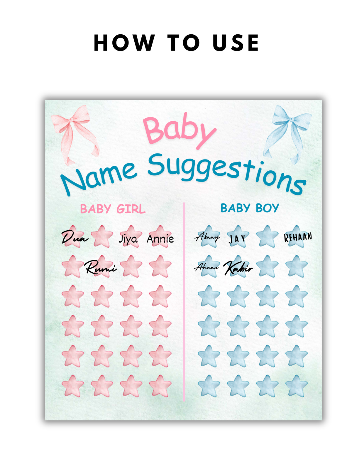 Baby Name Suggestions Board (Star)