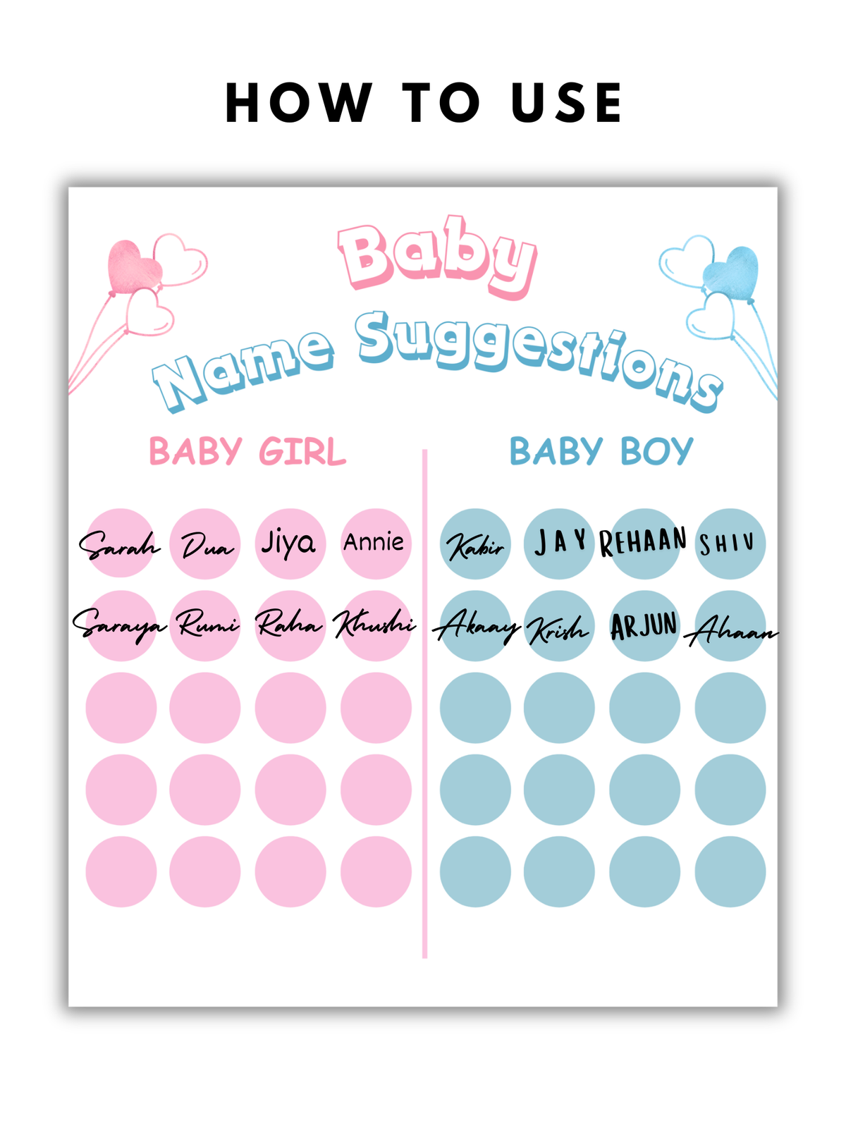 Baby Name Suggestions Board (Circle)