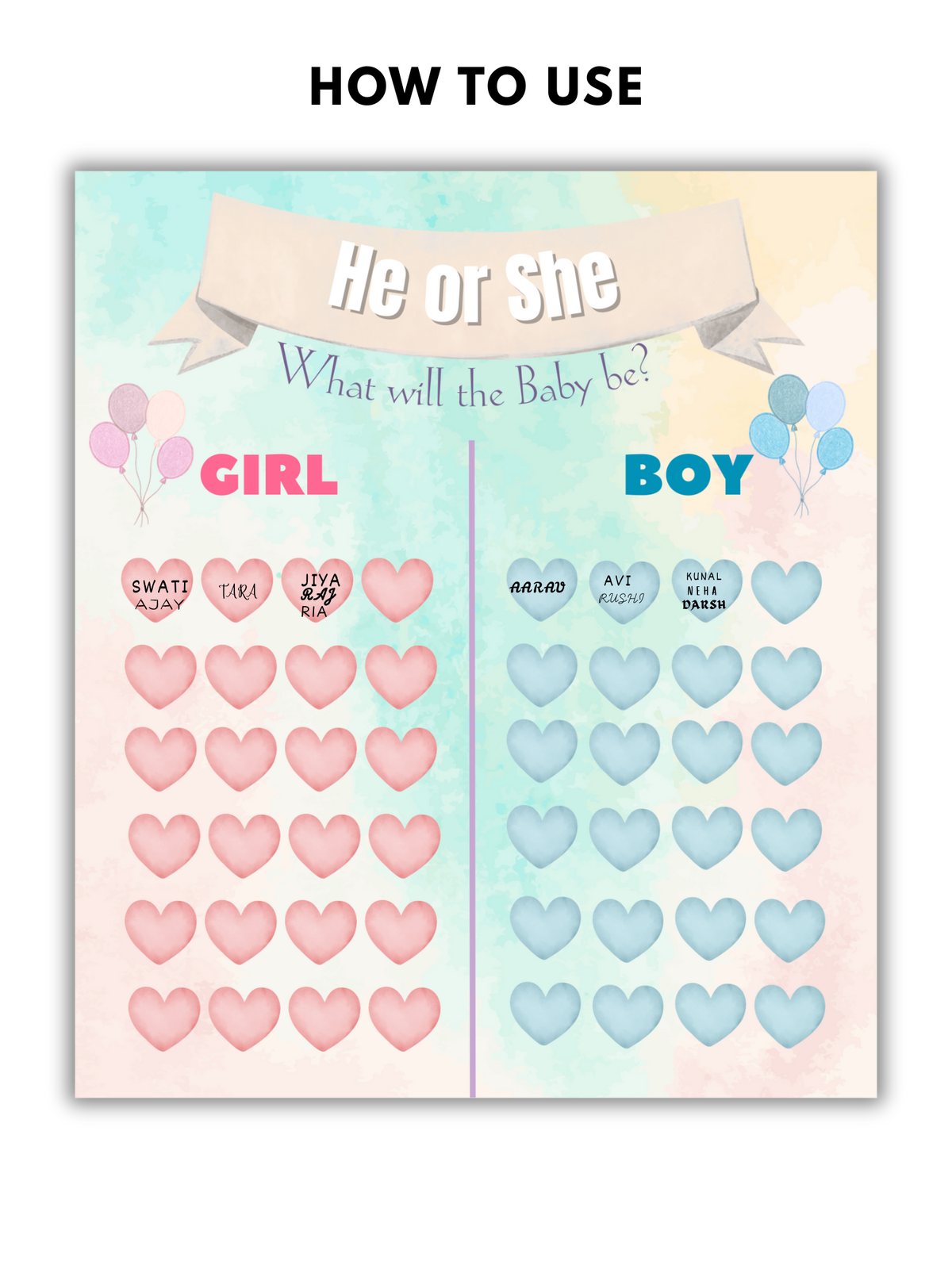 What will it be, Girl or Boy? Board (Hearts)