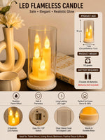 Flameless LED Candle Lamp with Glass Cover – Warm White Flickering Glow