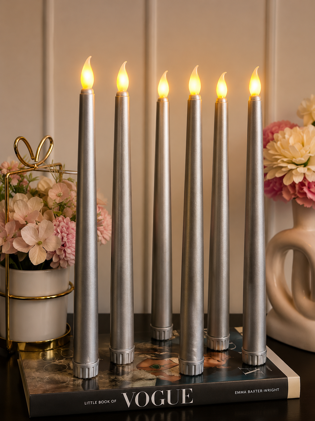 Silver Tapered Candles