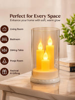 Flameless LED Candle Lamp with Glass Cover – Warm White Flickering Glow