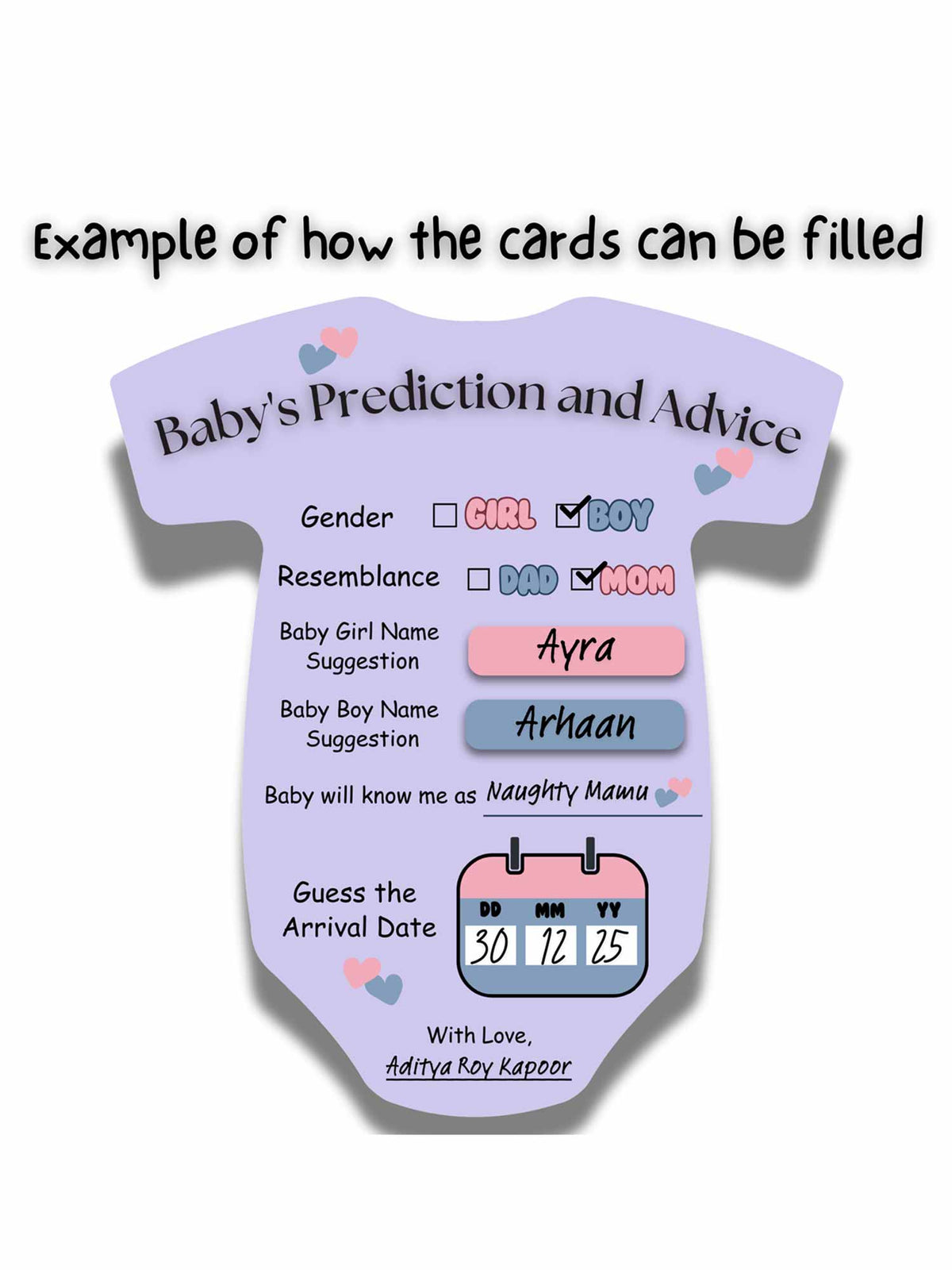 Baby Shower Cards (Romper Shape, Purple) - The Decor Cycle