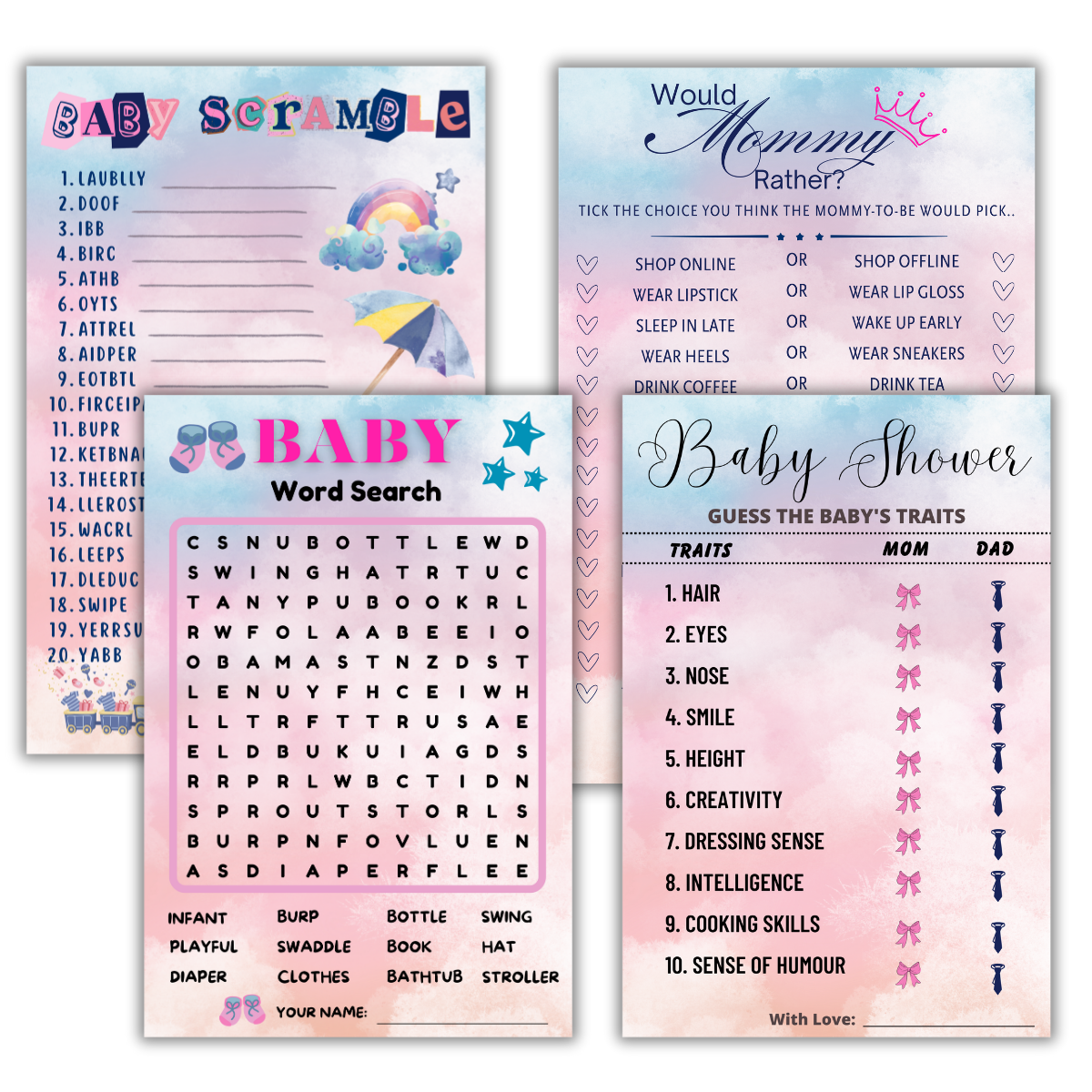 4 in 1 Games- Baby Combo Cards