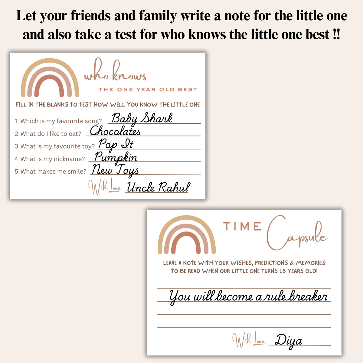 Who Knows the One Year old the Best? and Time Capsule Cards Combo - The Decor Cycle