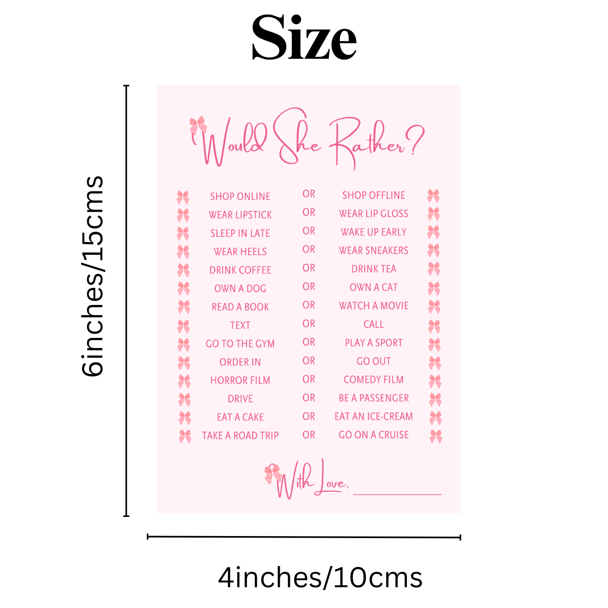 Would She Rather Cards (Bow Theme) - The Decor Cycle