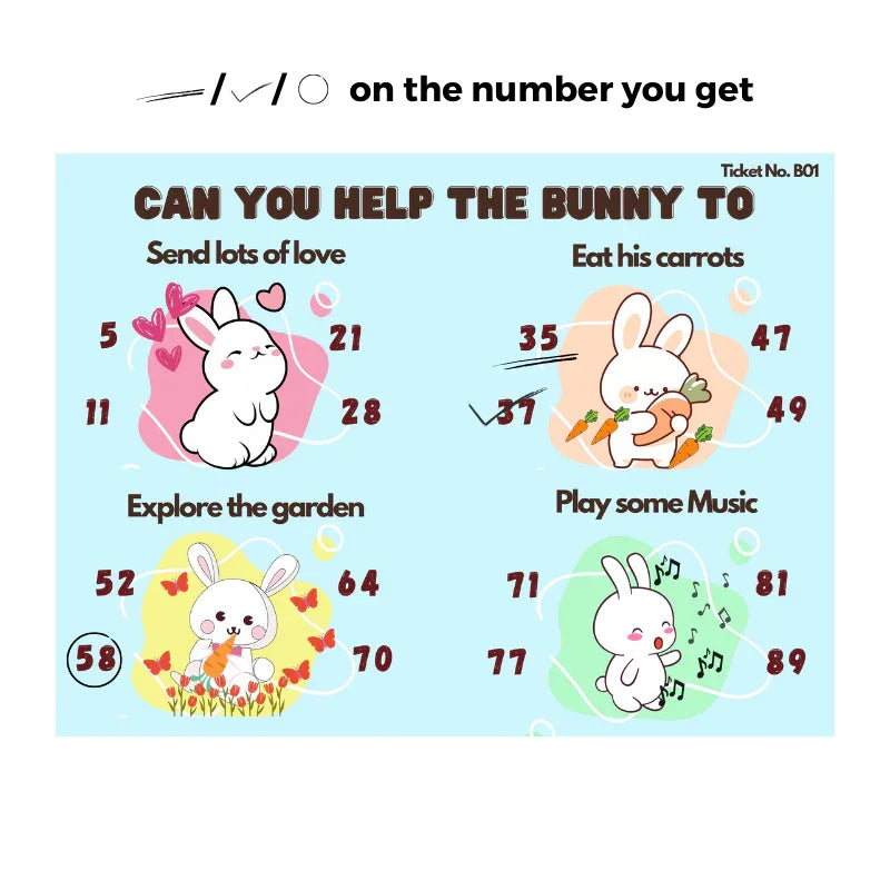 Housie/Tambola/Bingo Tickets Bunny Theme - The Decor Cycle