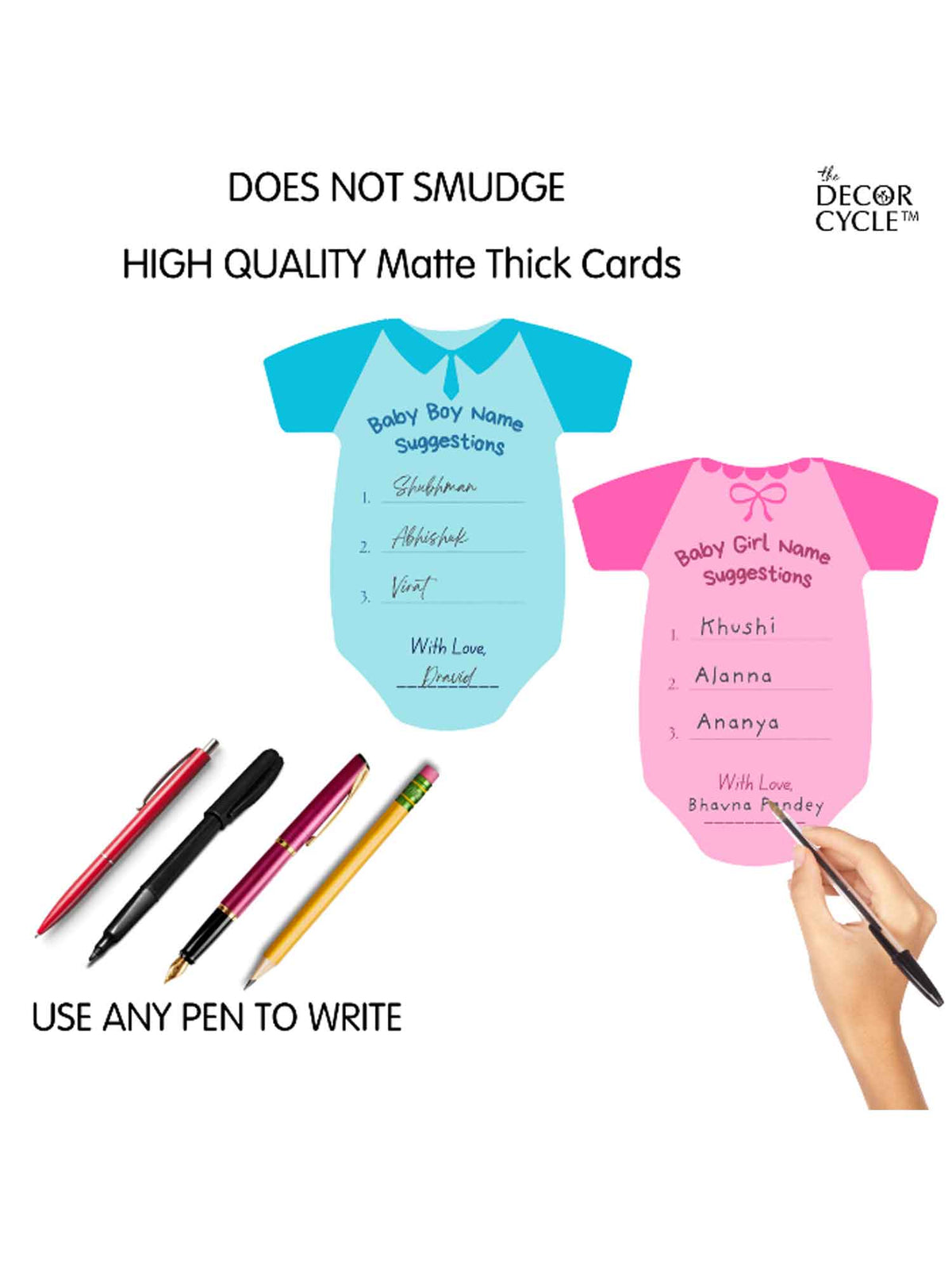 Name Suggestion Cards (Romper Shape, Blue and Pink)