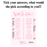 Would She Rather Cards (Bow Theme) - The Decor Cycle