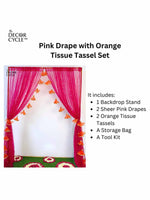 Pink Drape with Orange Tissue Tassels Set - The Decor Cycle