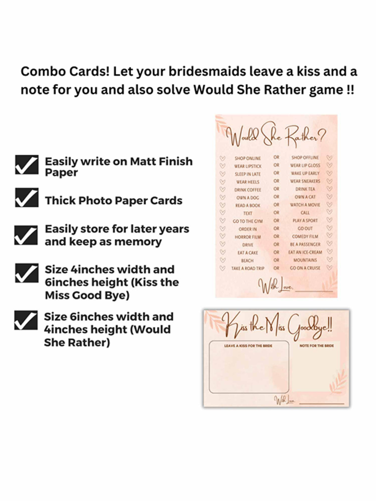 Bridal Shower Combo Cards - The Decor Cycle
