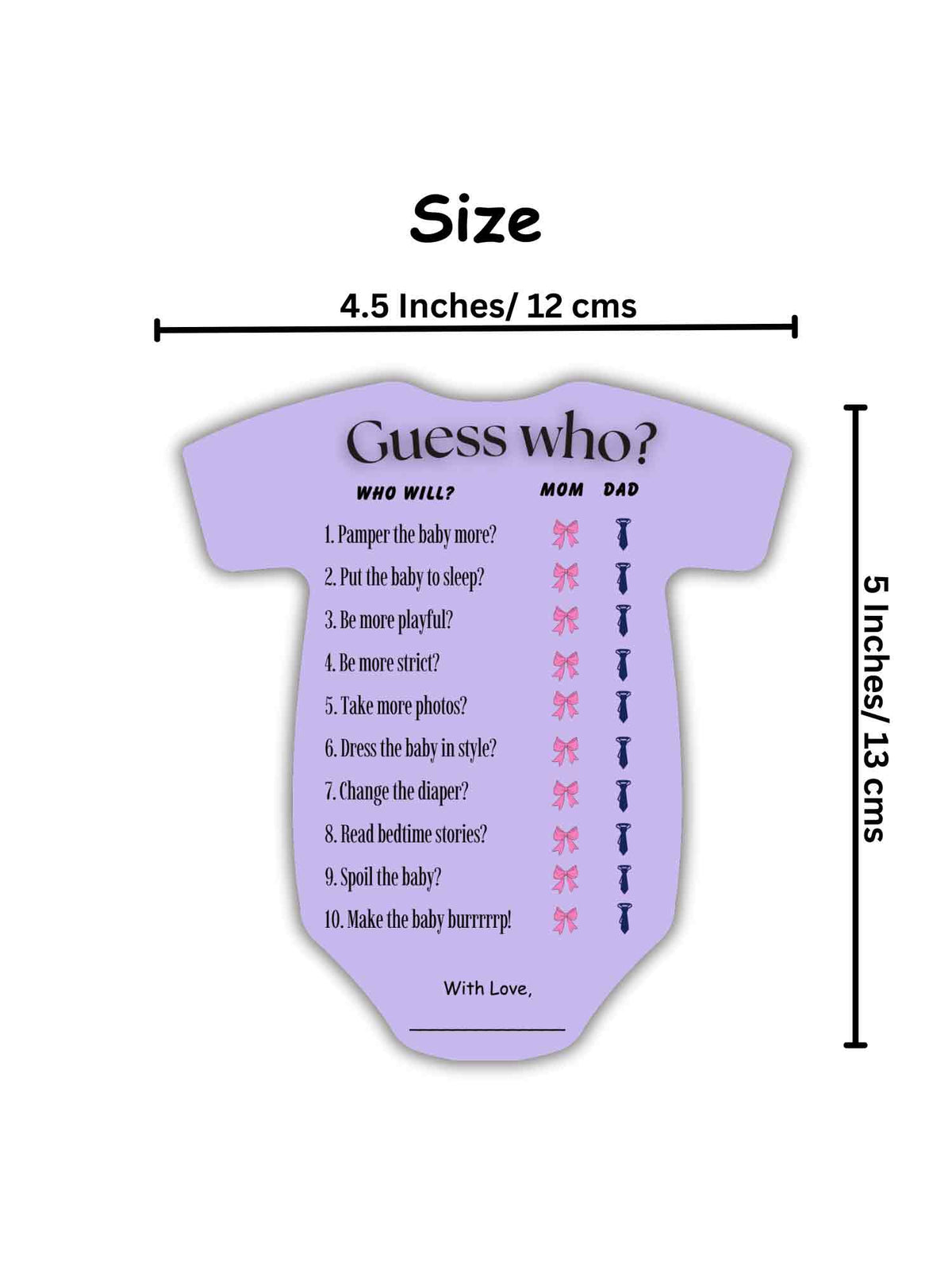 Guess Who Cards (Romper Shape)