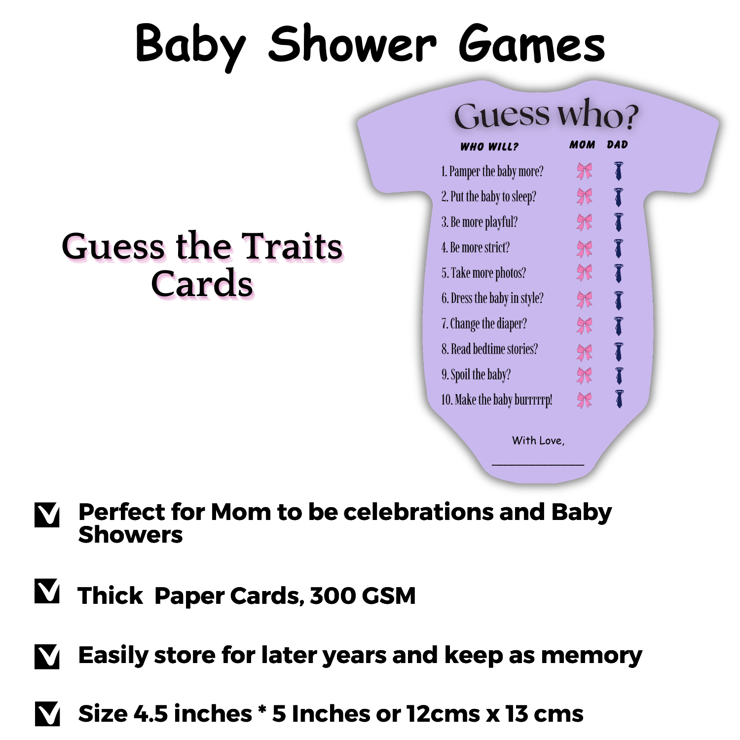 Guess Who Cards (Romper Shape) - The Decor Cycle