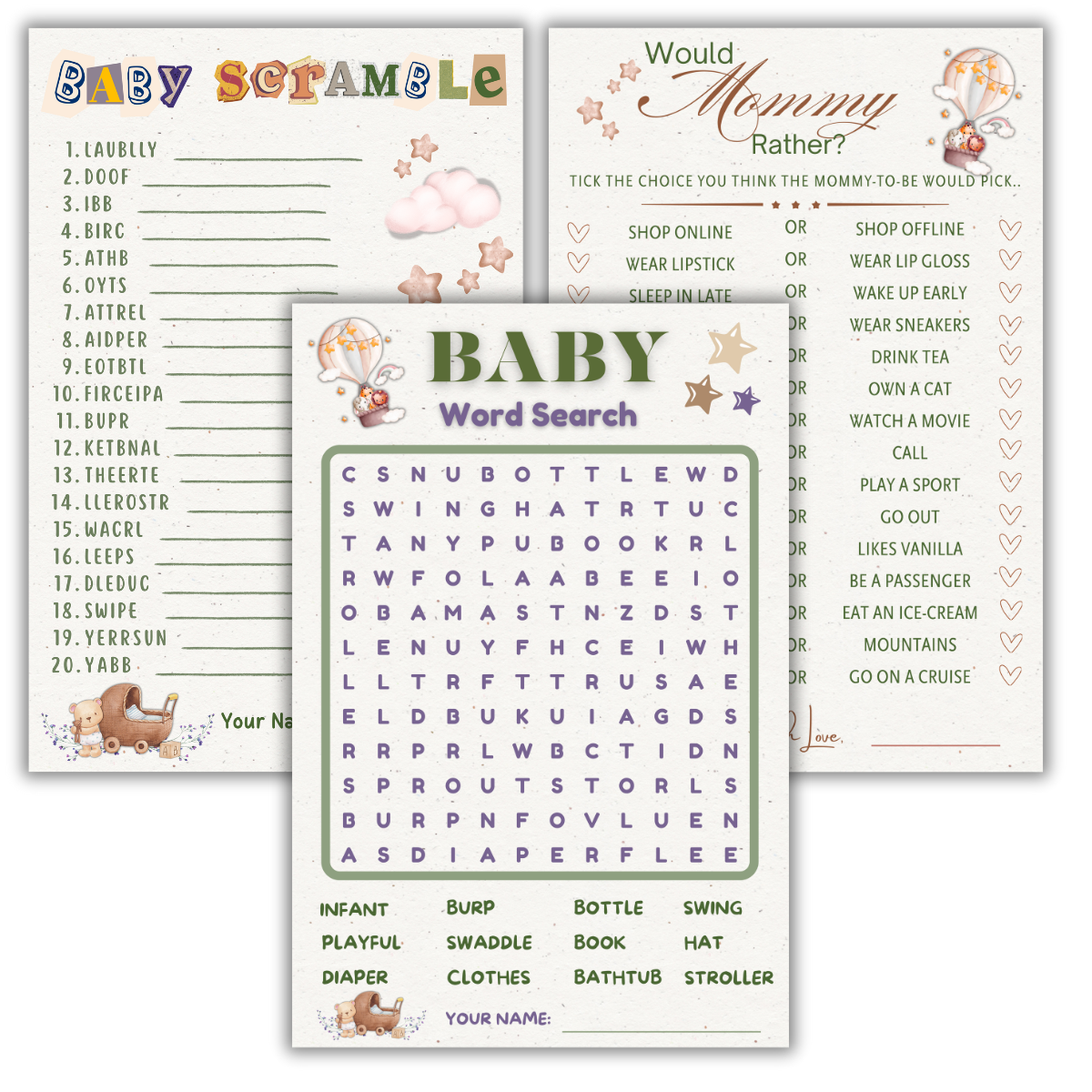3 in 1 Games - Baby Combo Cards