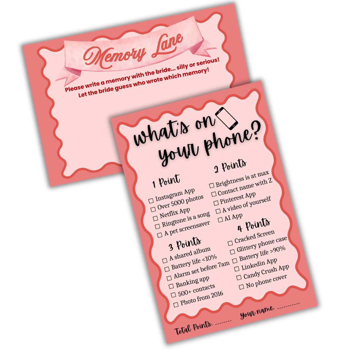 Memory Cards and What's on your Phone Combo