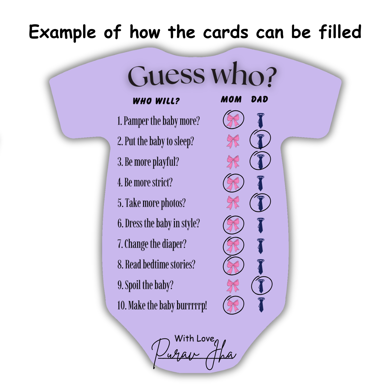 Guess Who Cards (Romper Shape) - The Decor Cycle