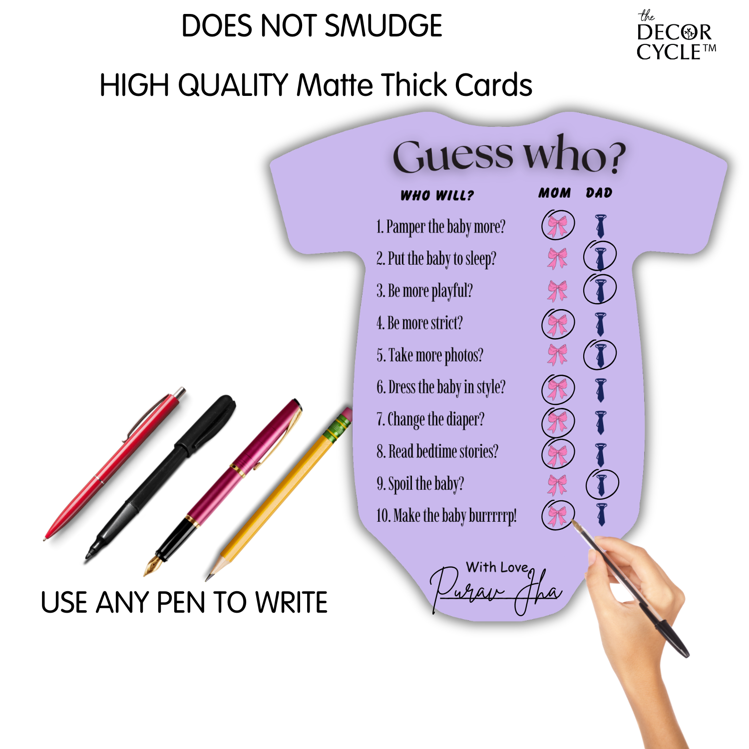 Guess Who Cards (Romper Shape) - The Decor Cycle