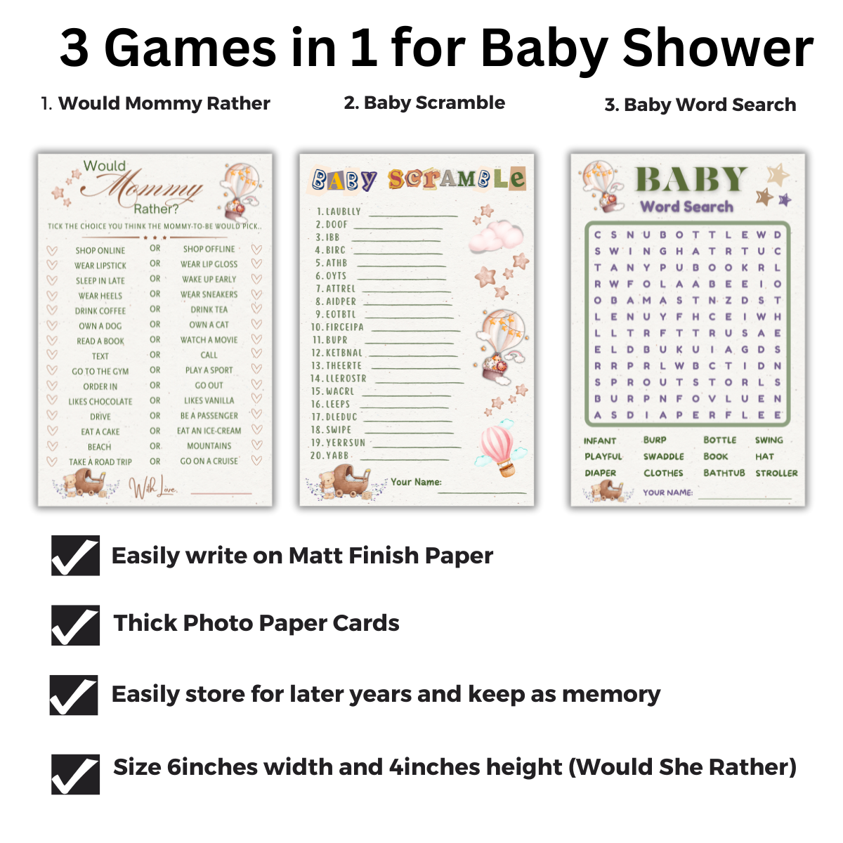 3 in 1 Games - Baby Combo Cards