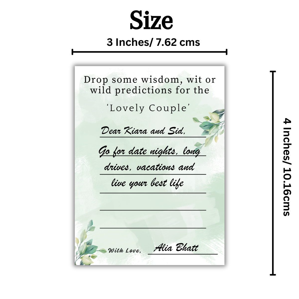 Wisdom, Wit or Prediction Cards for the Couple (Floral Theme)
