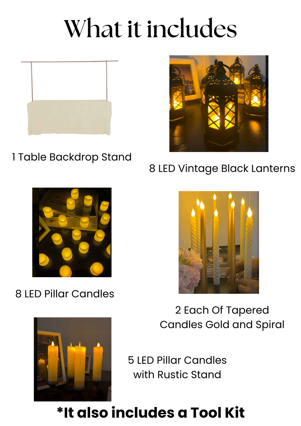 Table Decor Set with Pillar Candles