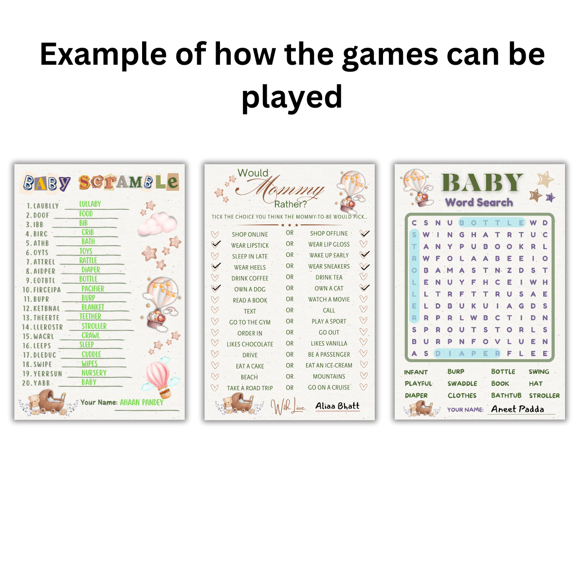 3 in 1 Games - Baby Combo Cards