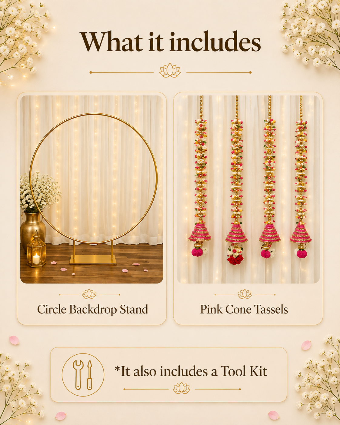 Pink Cone Tassels Circle Decor Set