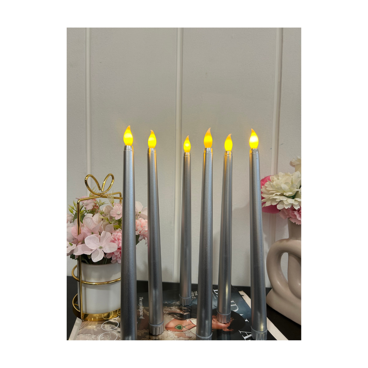 Silver Tapered Candles