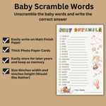 Baby Words Scramble - Boho Theme