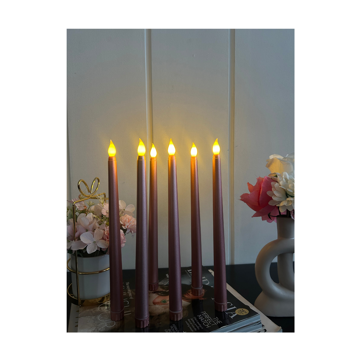 Rose Gold Tapered Candles