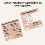 Baby Name Suggestion and Baby Advice And Prediction Cards, Teddy Bear Theme - The Decor Cycle