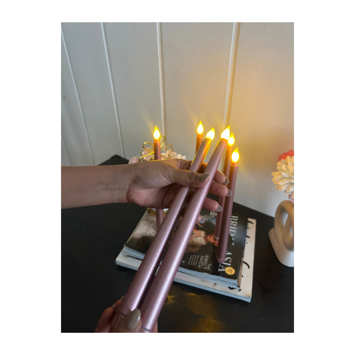 Rose Gold Tapered Candles