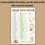 Baby Words Scramble - Boho Theme
