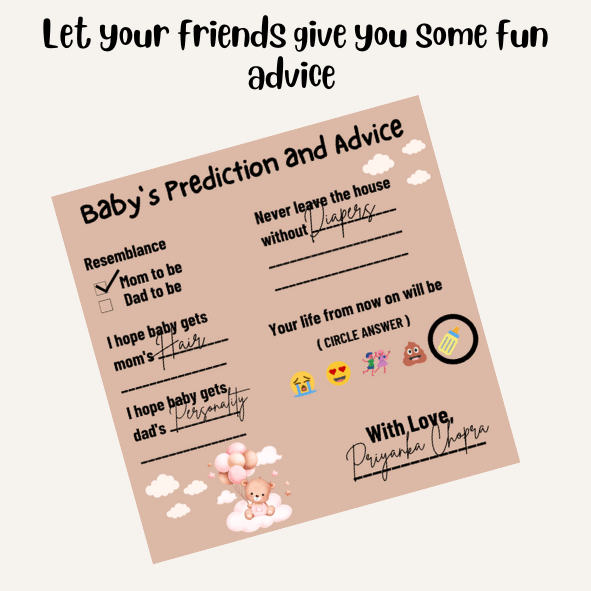 Baby's Prediction and Advice Cards, Teddy Bear Theme - The Decor Cycle