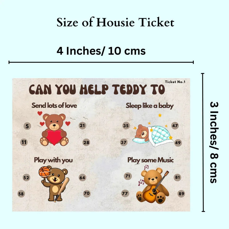 Housie/Tambola/Bingo Tickets Teddy Theme - The Decor Cycle