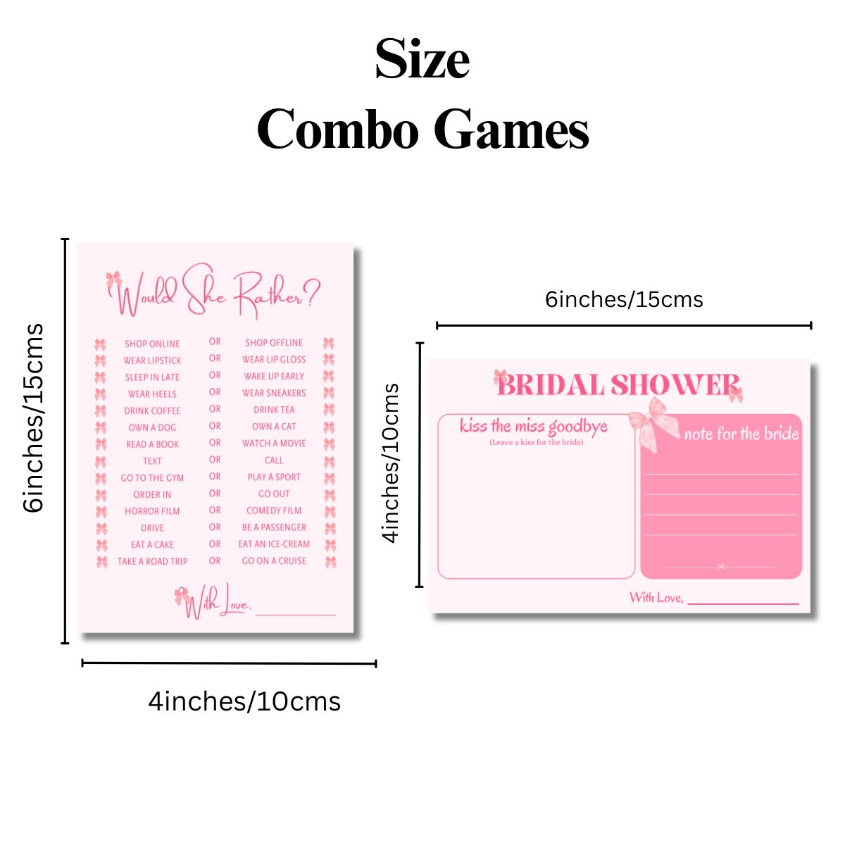 Bridal Shower Combo Cards (Bow Theme) - The Decor Cycle