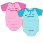 Name Suggestion Cards (Romper Shape, Blue and Pink) - The Decor Cycle