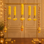 Yellow Tassels Pooja Decor Set
