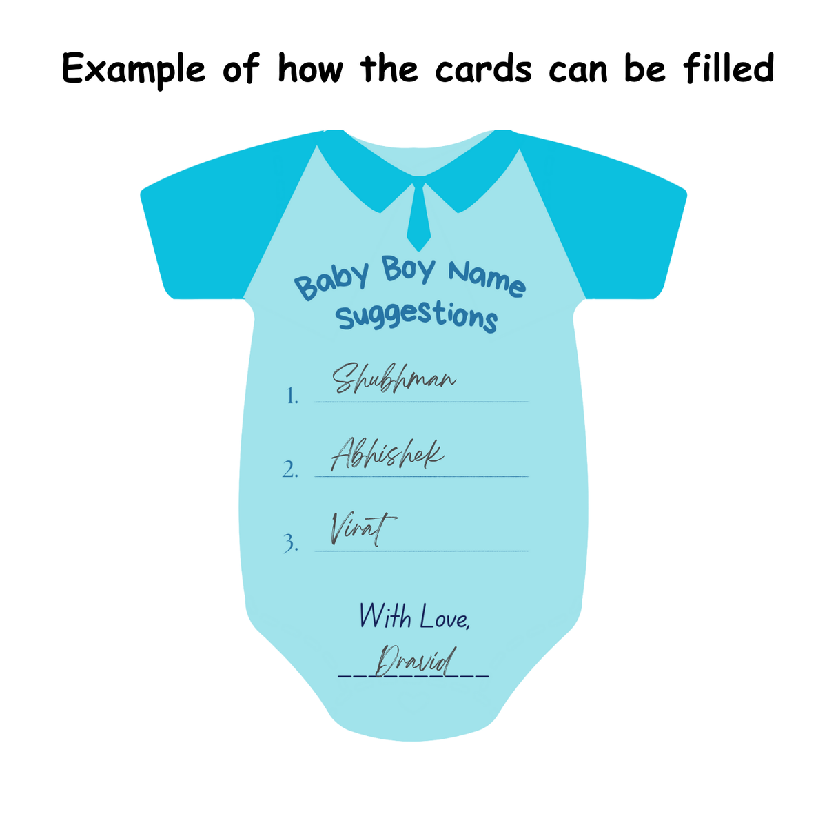 Name Suggestion Cards (Romper Shape, Blue and Pink) - The Decor Cycle