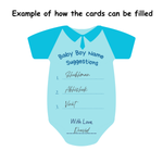 Name Suggestion Cards (Romper Shape, Blue and Pink) - The Decor Cycle