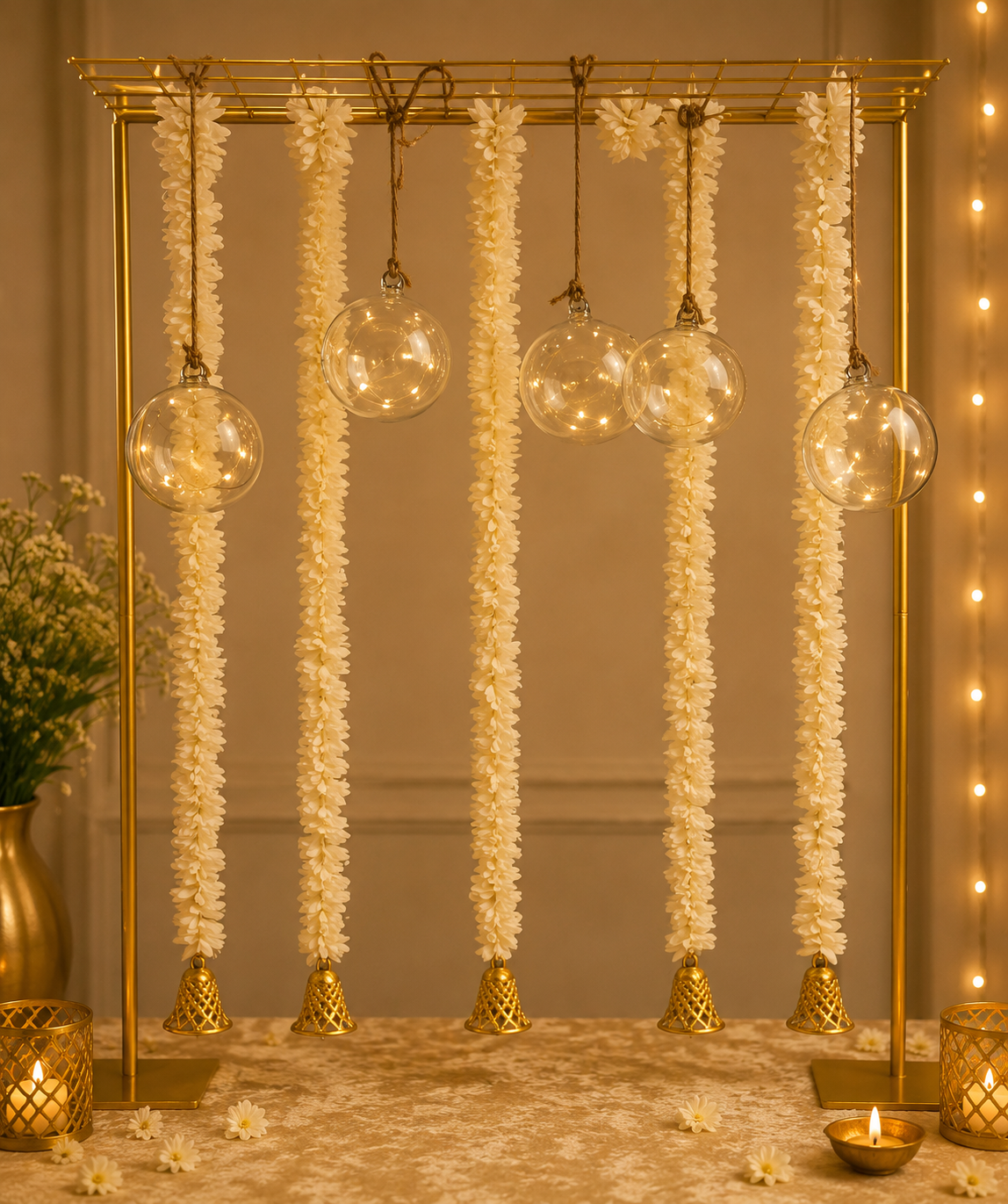 White Tassels with Glass Balls Decor Set