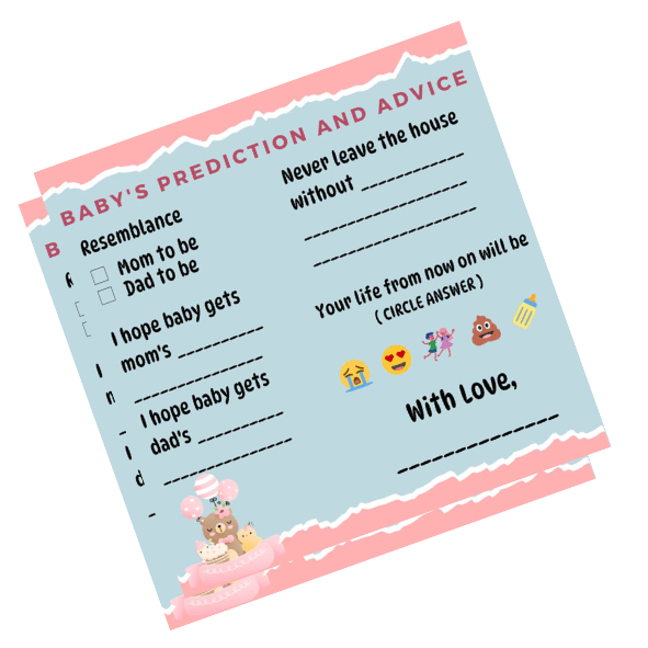 Baby's Prediction and Advice Cards, Blue and Pink Theme - The Decor Cycle