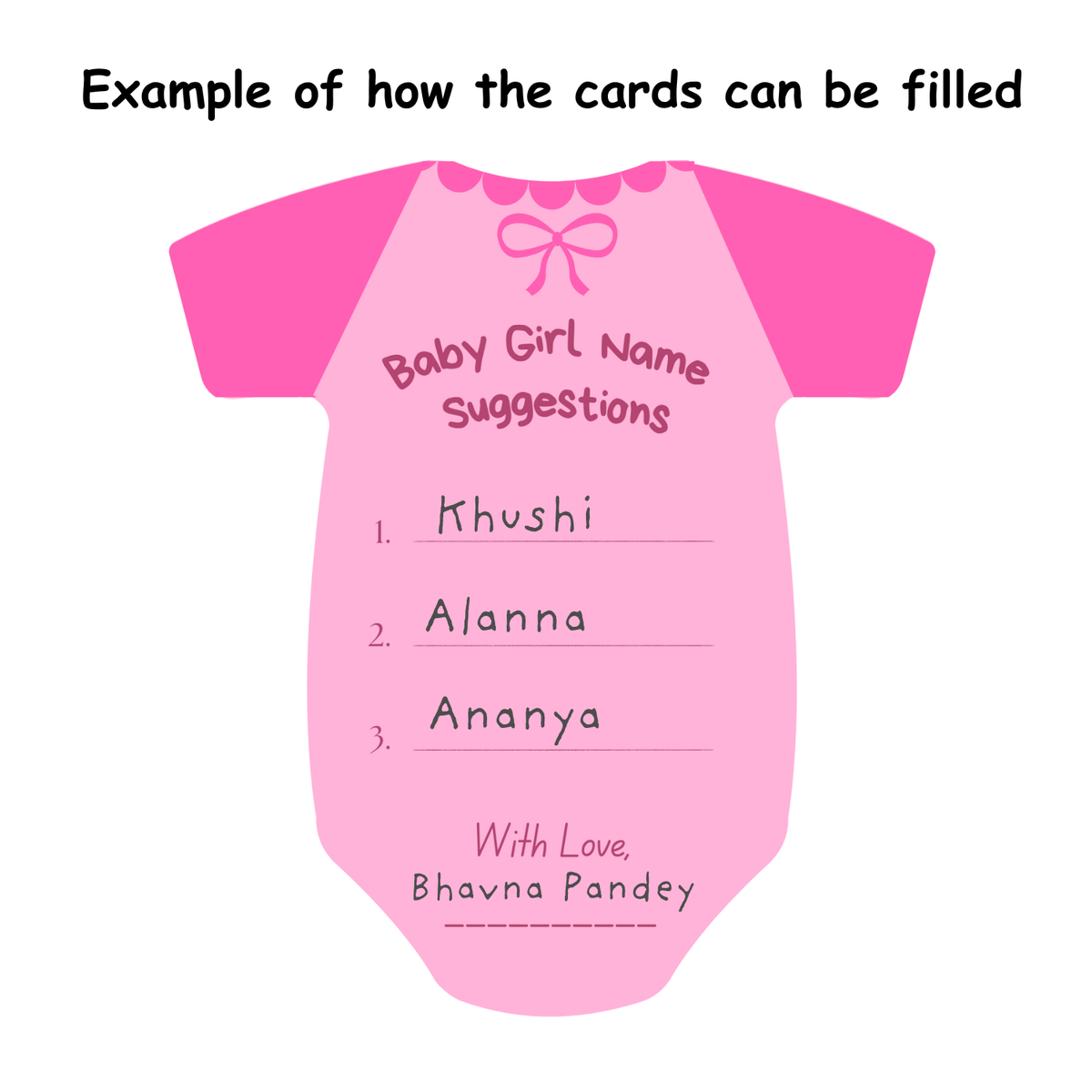 Name Suggestion Cards (Romper Shape, Blue and Pink) - The Decor Cycle